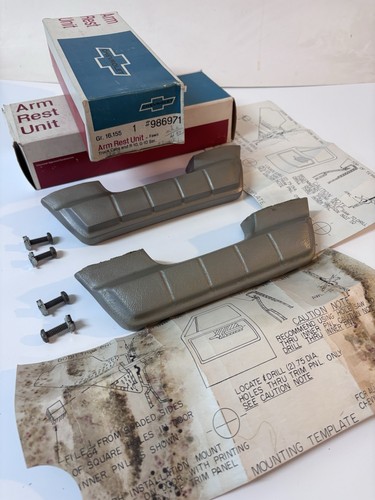 NOS 1967 1968 CHEVY TRUCK DOOR ARM REST FAWN GM ACCESSORY 986971 Pair Hardware