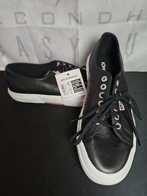 SUPERGA Unisex M7 W8.5 Black Leather 2750 NAPPA Leather Comfort Shoes NWT
