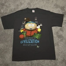Vintage 1998 The Fate of Civilization South Park Cartman XL  Grey T Shirt
