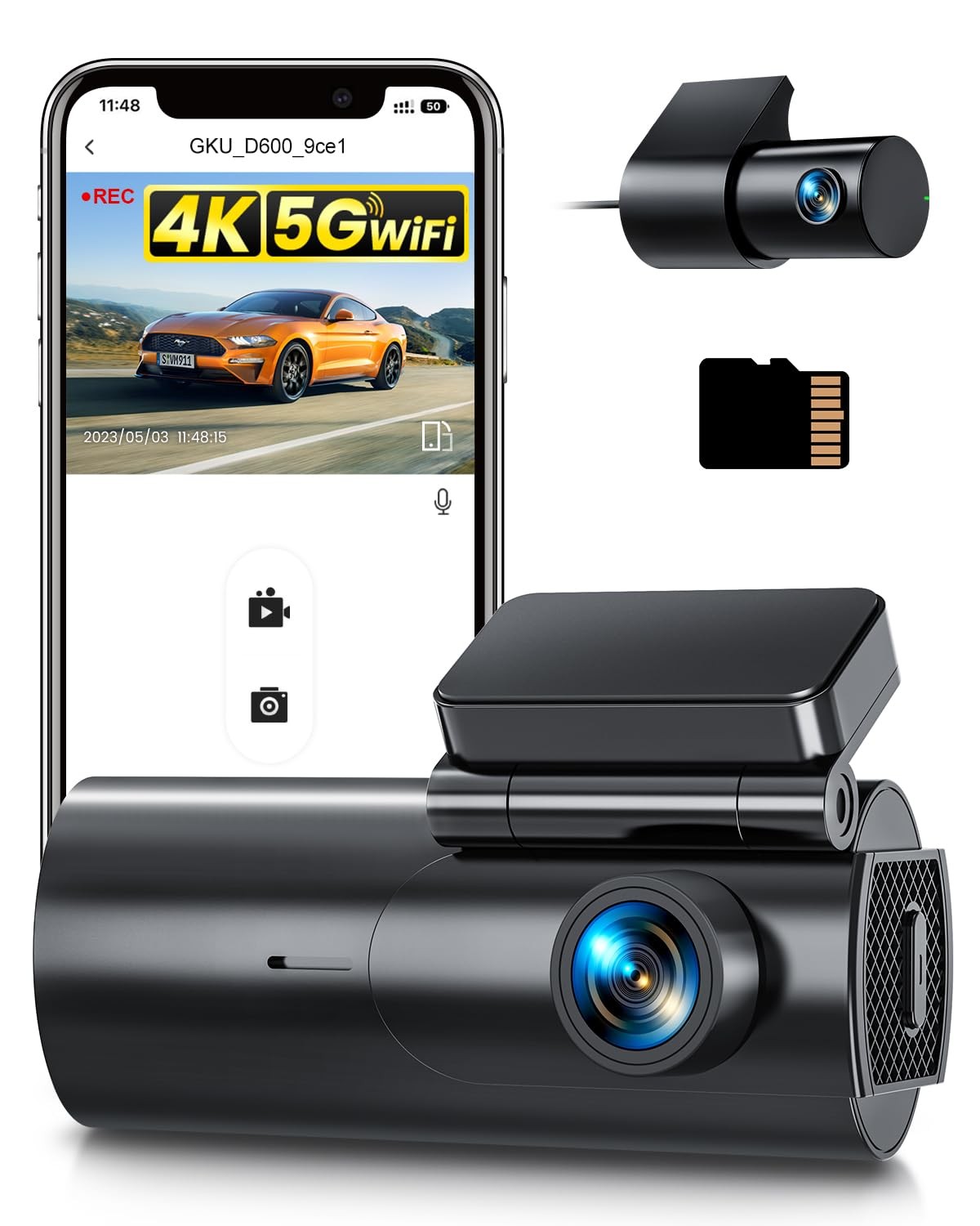 Gku Dash Cam Auto 4K 1080p 5ghz WIFI Telecamera per Auto con Scheda Sd 64G - Miniatura 10