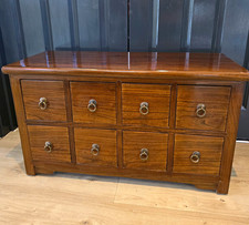 Vintage Solid Sheesham 8 Drawer Apothecary Chest Indian Rosewood Ring Pulls