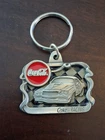 VINTAGE COCA COLA PEWTER KEYCHAIN, COKE RACING, CAMARO