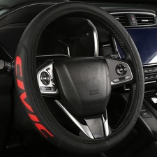 Leather Steering Wheel Cover Compatible With Civic Universal Redcivic