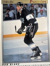 1989 1990 Rob Blake O-Pee-Chee Premier #6 Los Angeles Kings Rookie Hockey Card. rookie card picture