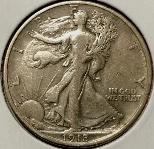 1918-S Walking Liberty Silver Half Dollar Better Date San Francisco Mint VF+++