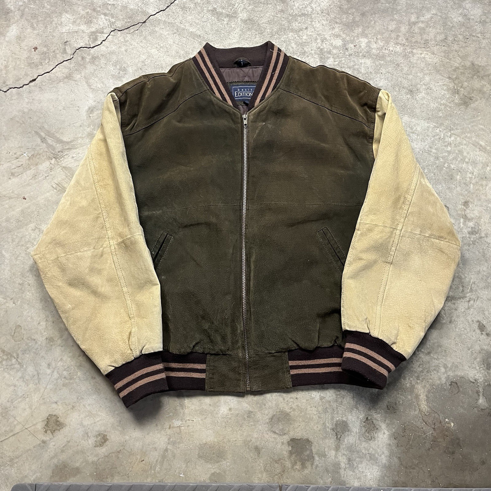 Vintage Basic Editions Leather Varsity Bomber Jac… - image 1