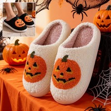 Halloween Pumpkin Slippers   Warm Winter House Shoes for Men  Women