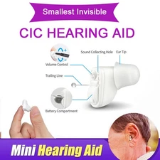 Hearing Aids，With 2 A10 Batteries，Mini Invisible Smal，Volume control，Easy to use