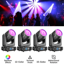 4PCS Moving Head Light W/Case 250W LED DMX Gobo W/ Rainbow Effect DJ Stage Light