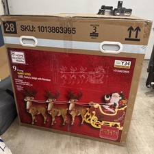Home Depot 9 Ft Giant-sized Led Santa's Sleigh With Reindeer New In Box 