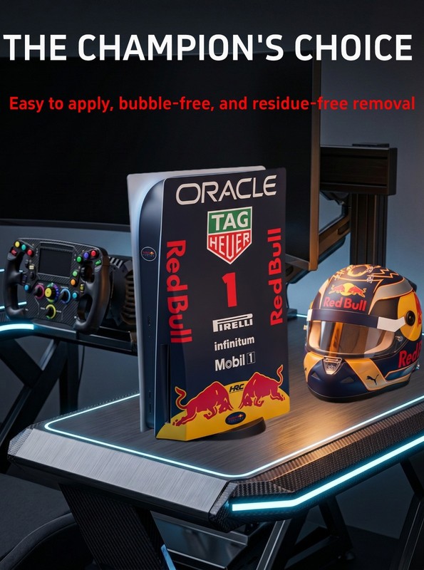 SIMPUSH Red Bull Themed PS5 Skin Livery Decal,Specially Designed for Sim Racing