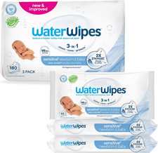 Sensitive Newborn  Baby Wipes, 3-In-1 Cleans, Cares, Protects, 99.9 Water, Un