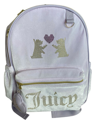 Juicy Couture Kids Lavender Velvet Backpack Rhinestone Bears Heart Logo 17 