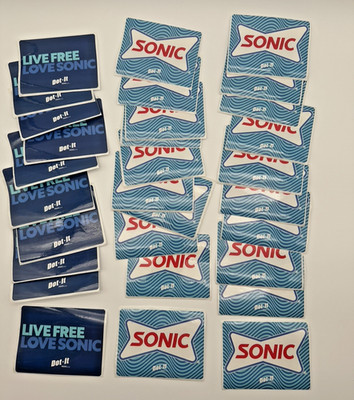 30 Sonic Drive In Stickers Live Free Love Sonic and Logo Dot It New 4'' x 3''