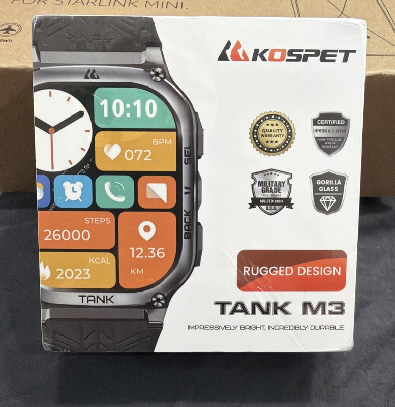 KOSPET TANK M3 Smart Watch 22mm Band 50M Waterproof Rugged Design Smart Watch
