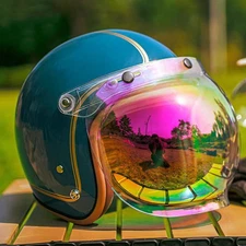 DOT Vintage Motorcycle Helmets Open Face 3/4 Helmet Cruiser Scooter Street Blue