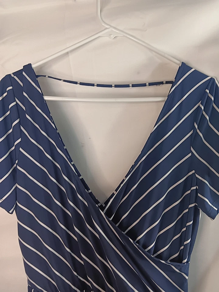 Express синий белый в полоску брюки с короткими рукавами Джерси комбинезон комбинезон размер M - Изображение 2 из 4