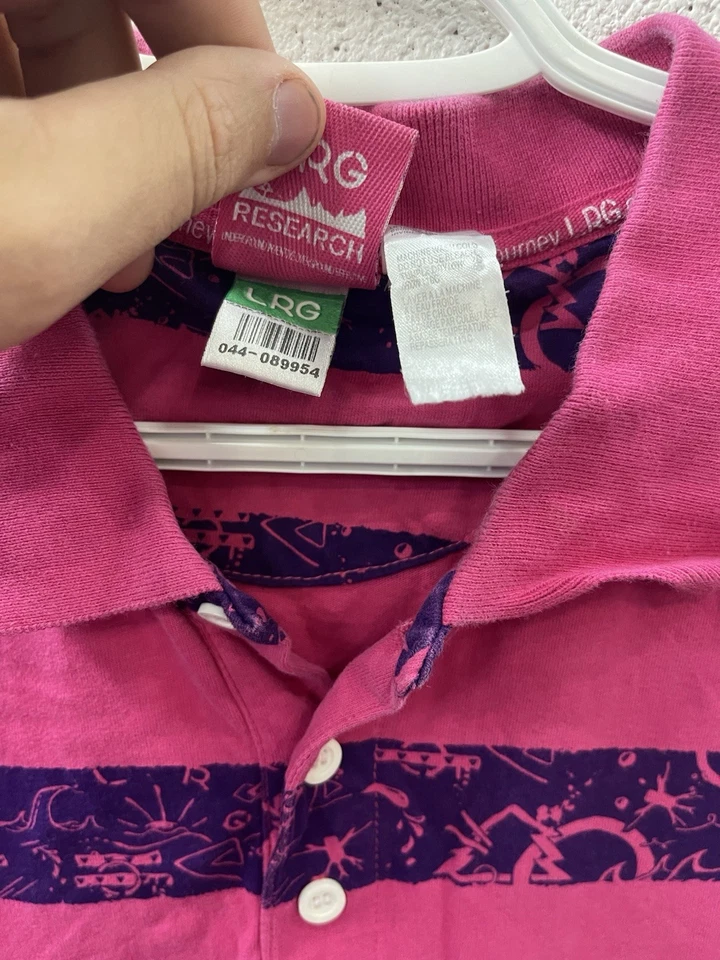 Camisa polo masculina LRG Lifted Research Group manga curta rosa Y2K IMPRESSÃO RARA - Imagem 4 de 4
