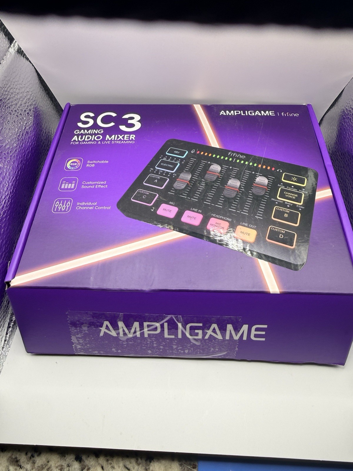 Fifine Ampligame SC3 Gaming Audio Mixer for Streaming Gaming