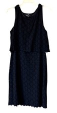Ronni Nicole Women's Eyelet Lace Sleeveless Layered Dress Black Size Medium