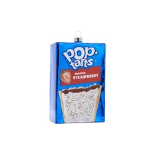 Kat + Annie Pop-Tarts Frosted Strawberry Glass Christmas Tree Ornament Blue