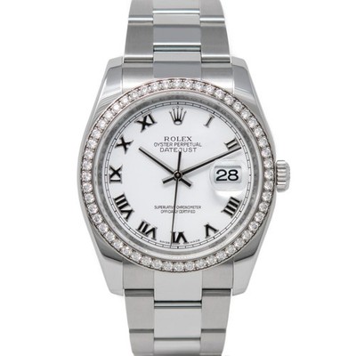 Rolex Datejust 36 Steel & White Gold 116244 White Roman, Oyster - Pre-owned