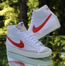 Nike Blazer Mid 77 Vintage White Red Athletic Sneaker Men Size 9 Women Size 10.5