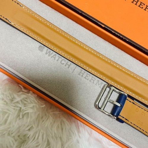 Hermès Navy Blue Double Tour Band for 38mm 40mm 41mm Apple Watch Unisex - Photo 5 sur 9