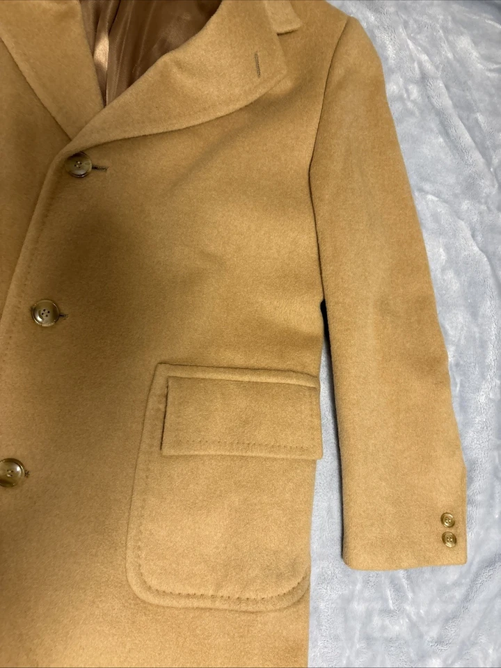 Vintage Camel Hair Trench Coat Overcoat Halle’s Amalgamated Clothing Workers USA - Image 4 of 4