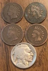 Indian Cents/Buffalo 1905,1904,1903X2 Get (4) Actual Penny’s And (1) Nickel B230