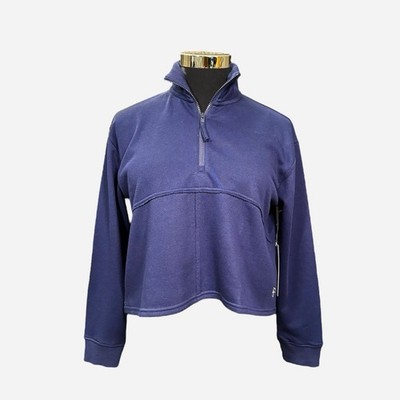 Krimson Klover Women s Blue Holly 1/2 Zip Crop Pullover Sz L