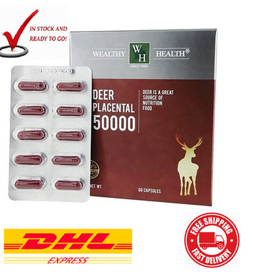 Wealthy Health Deer Placental 50,000mg 60's  Anti-aging Immune Support- FREE DHL