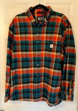 Carhartt Rugged Flex Flannel Mens XL Button Down Long Sleeve Multicolor Shirt