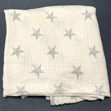 Aden  Anais Essentials Blue Gray Stars Muslin Baby Blanket 39" Cotton Swaddle