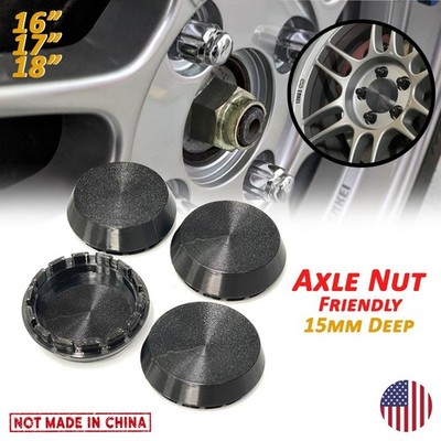64mm Deep Black Center Caps Compatible with Enkei RPF1 - Axle Nut Friendly