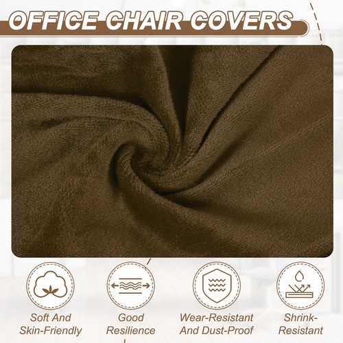 2Pcs Office Chair Armrest Covers Protectors with Zipper, Brown - Afbeelding 3 van 6