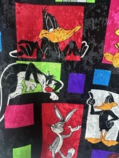 VTG Looney Tunes Women Vest 1994 Black Tweety Taz Bugs Bunny Daffy One Size