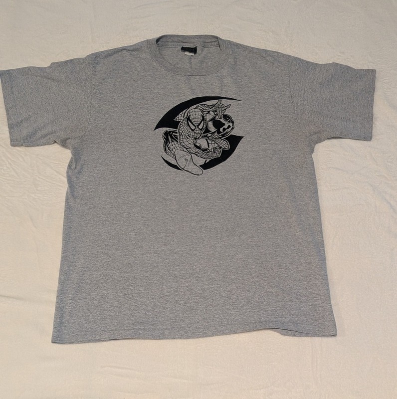 Vintage 90's Spiderman Comic Gray Flock Print Changes Single Stitch T Shirt XL