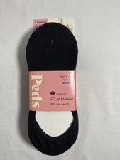 Peds High Cut Lightweight Women's Socks No Show Black 6 Pair Extended 8-12