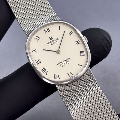 Vintage Universal Geneve White Shadow Ultra-Slim Ellipse Auto Swiss Watch 866104