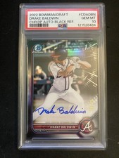2022 Bowman Draft Chrome Draft Pick Auto Drake Baldwin 1st Black /75 PSA 10