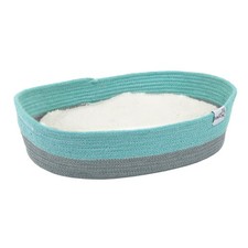 Woven Cat Bed, Cotton Rope Basket with Washable Cushion, Multicolor