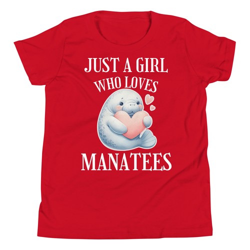 Just A Girl Who Loves Manatees Sea Cow Sea Animal Lover Youth Girls T-Shirt - Picture 4 of 5