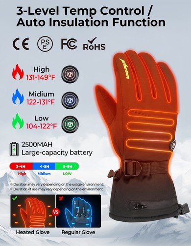 KEMIMOTO Electric Heated Gloves Men Touchscreen Winter Warm Rechargeable Mittens - 第 4/13 張圖片