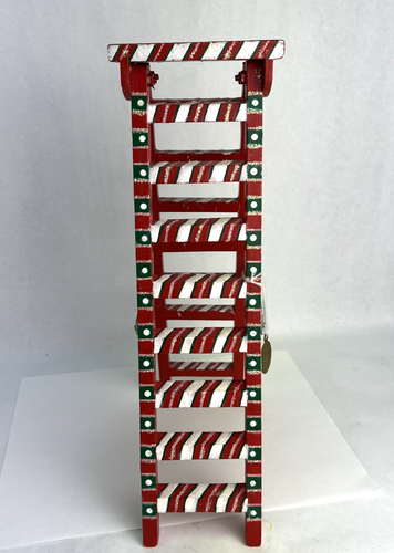 Vintage Katherines Collection Candy Striped Holly Wooden Ladder Christmas Decor - Picture 4 of 13