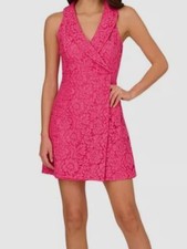 Adrianna Papell Women's Pink Faux-Wrap Tuxedo Dress Size 12