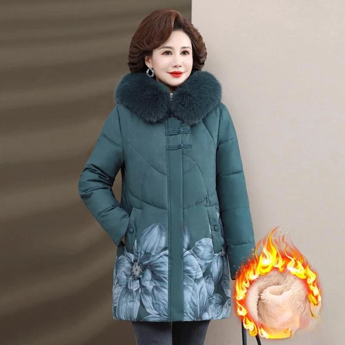 Women Winter Long Warm Parkas Coat Jacket Thicken Cotton Pad Hooded Middle Aged - Picture 17 of 21