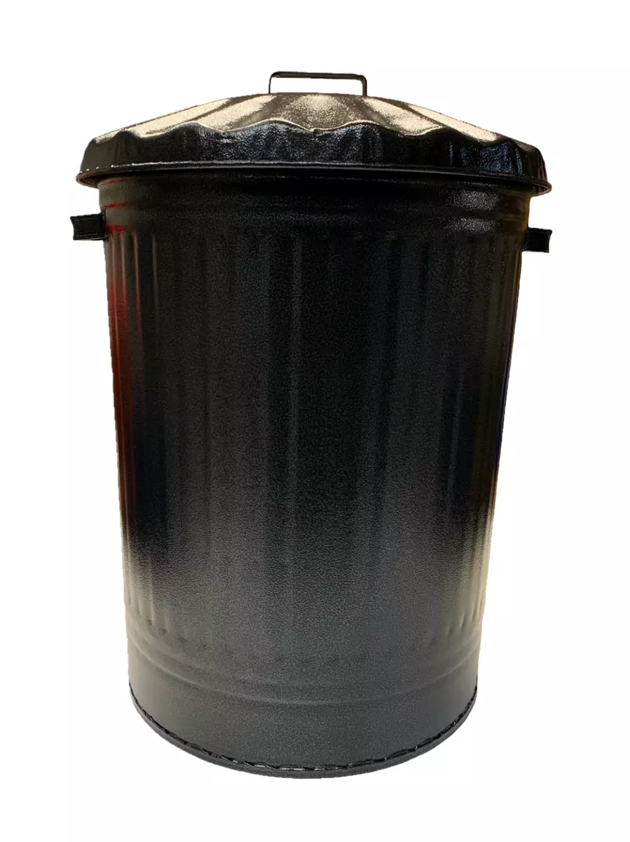 90L LARGE OXY METALLIC BLACK METAL BIN TRASH CAN DUSTBIN HOME GARDEN  KITCHEN BIN