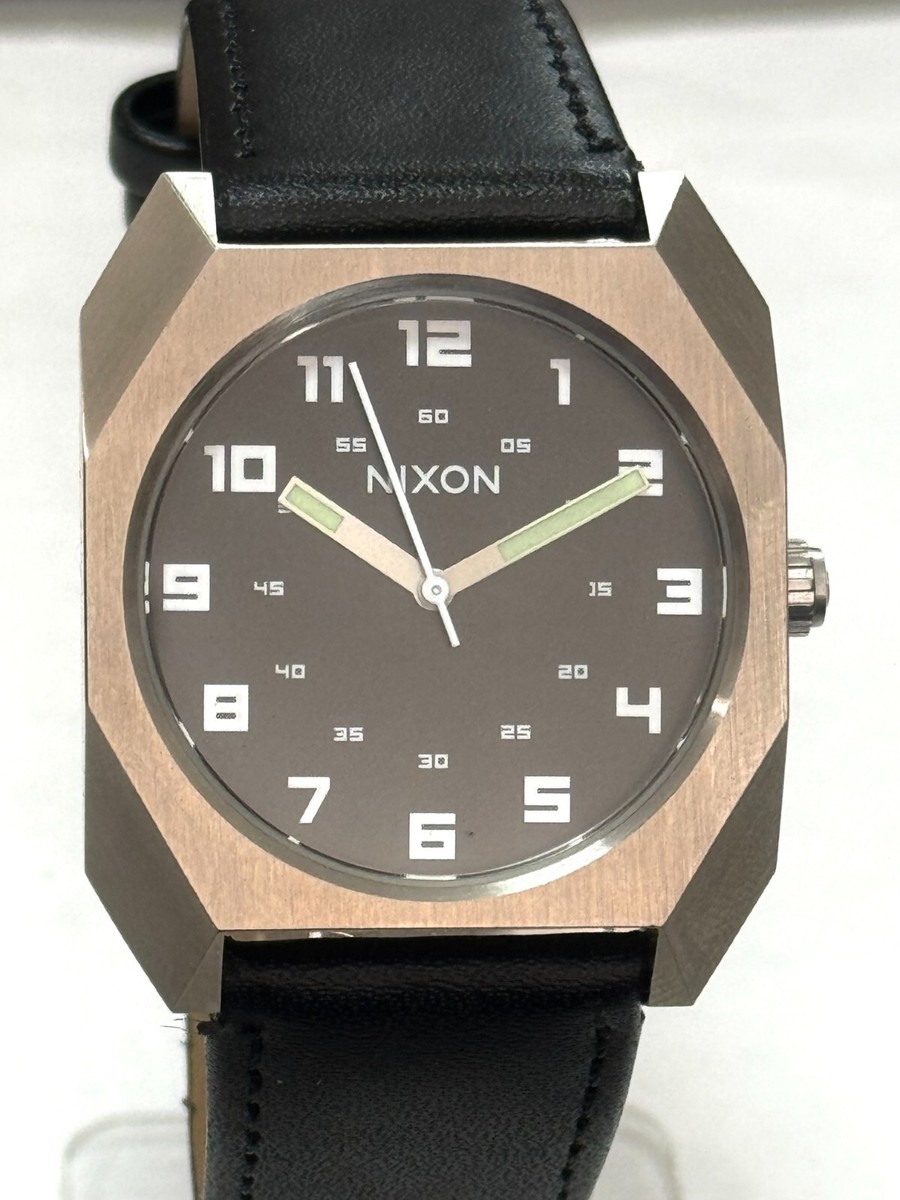 Nixon The Scout A480000 Black Dial Black Leather Strap Men's Watch