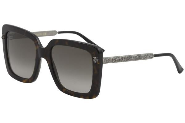 Brand New Gucci Women’s Square Oversized Sunglasses GG0216S Havana/Silver Gucci Women main image 2